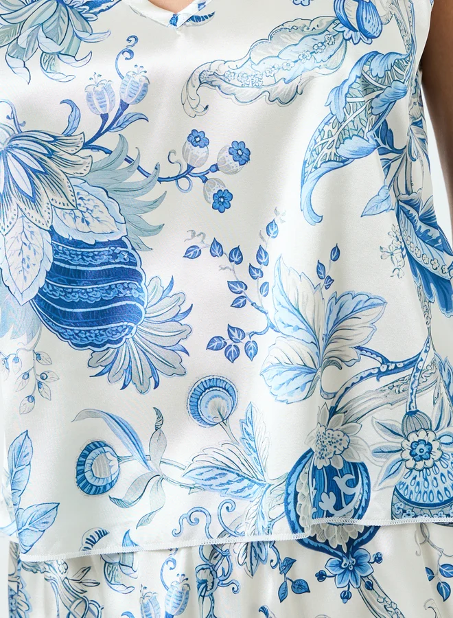 Take Two Women Floral Printed Cami Top and Pyjama Set